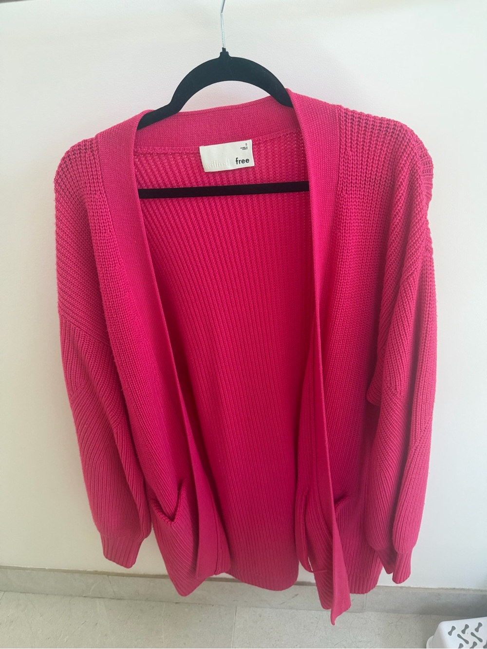Aritzia Hot Pink Open-Front Knit Cardigan